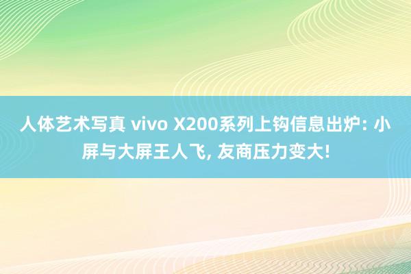 人体艺术写真 vivo X200系列上钩信息出炉: 小屏与大屏王人飞， 友商压力变大!