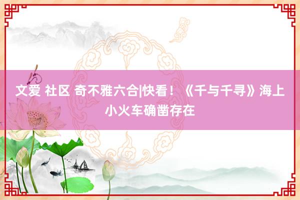 文爱 社区 奇不雅六合|快看！《千与千寻》海上小火车确凿存在